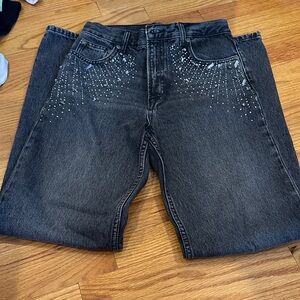 Zara Black Straight Leg Jeans with Silver Accents
